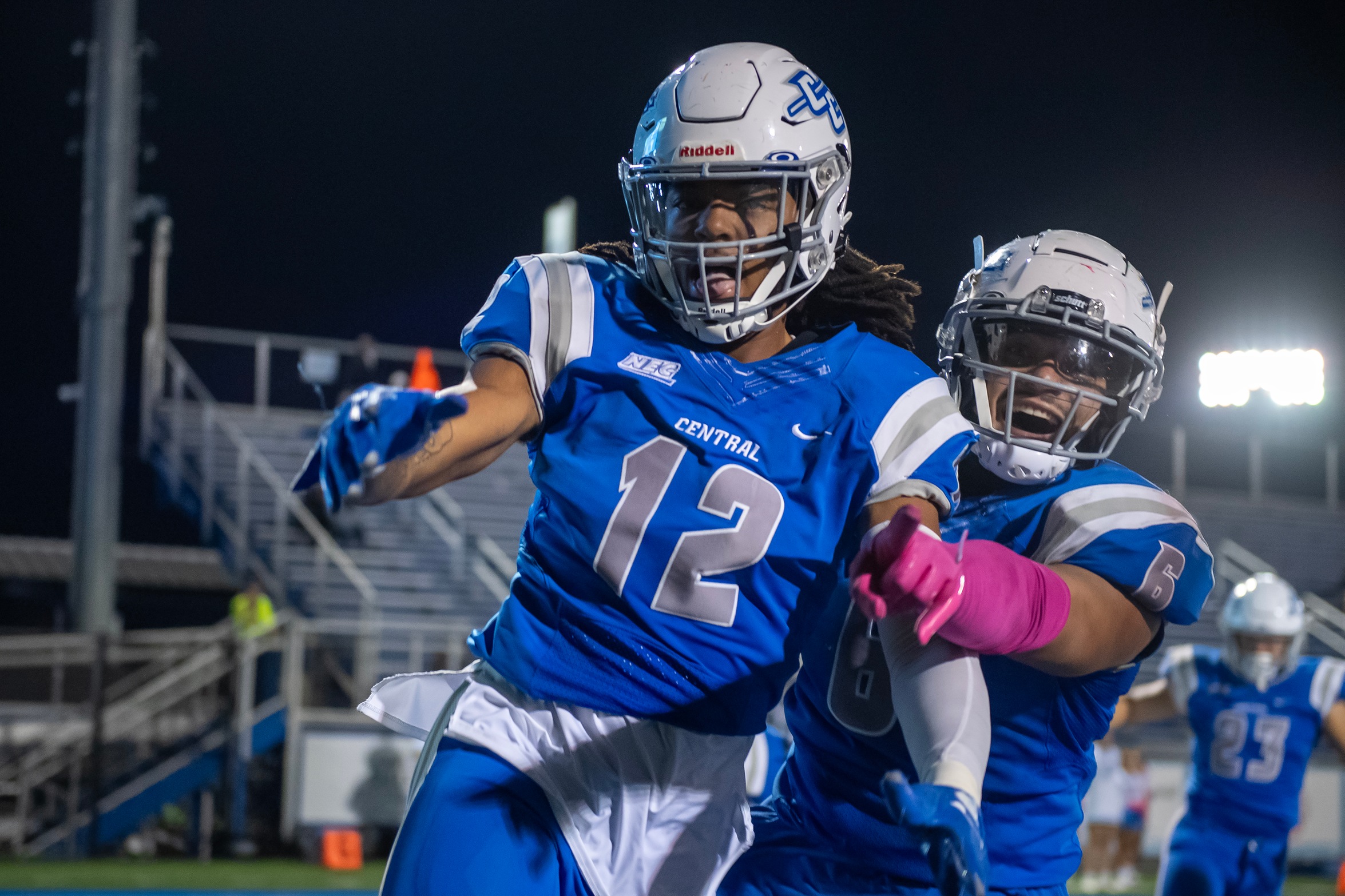 Ahmad Craig returned a fumble for a touchdown Thursday night in CCSU's game versus LIU on Arute Field. (Photo: Steve McLaughlin)