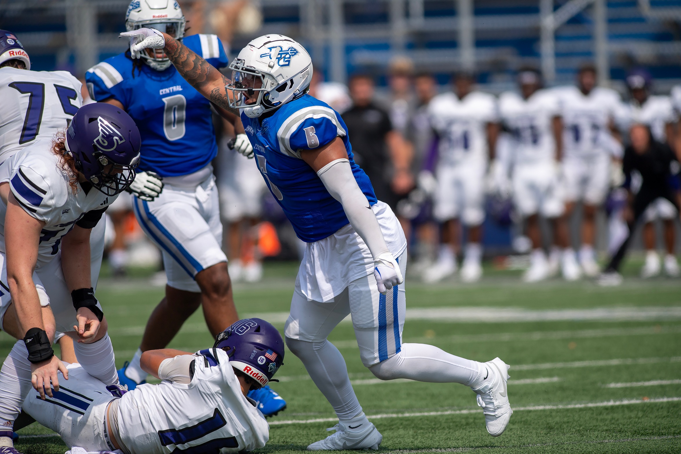 Dan Toatley had 4.5 TFL for the Blue Devils on Saturday in the win over Wagner. (Photo: Steve McLaughlin)