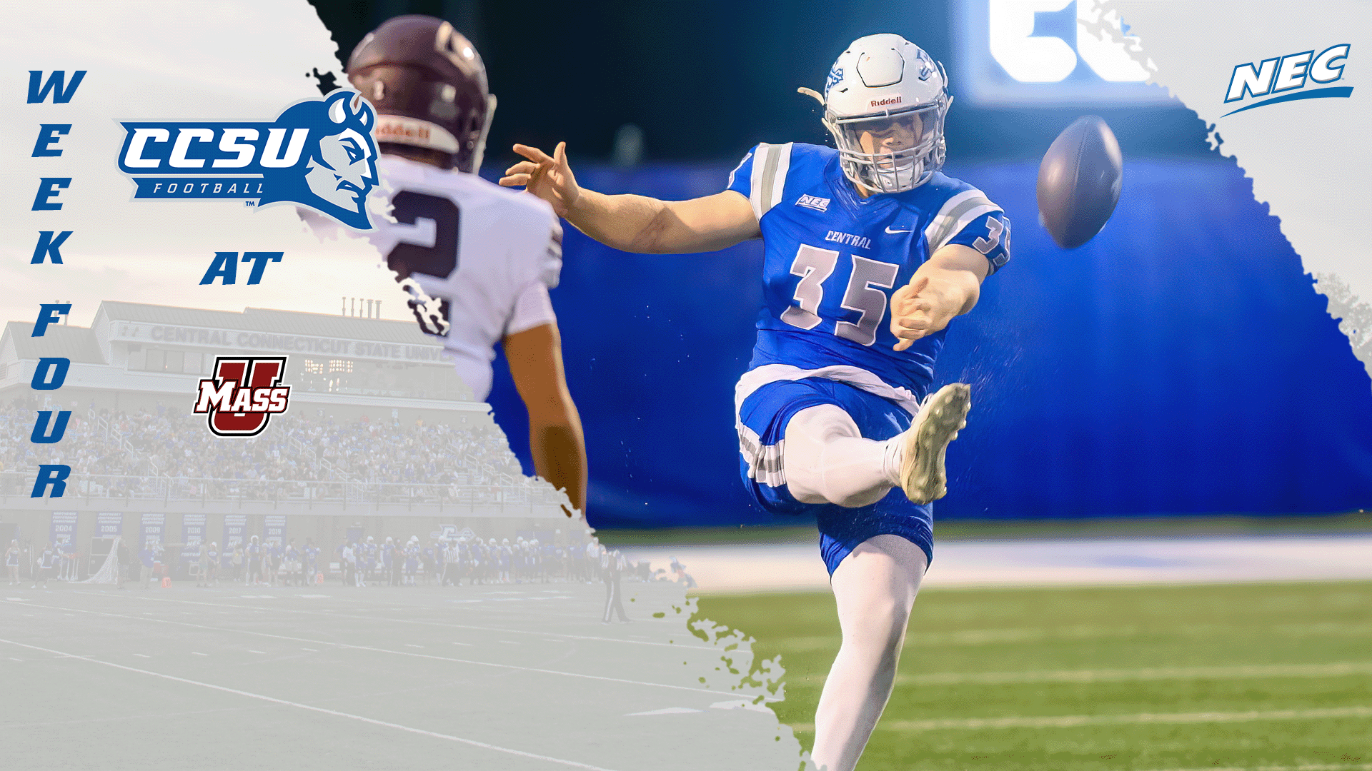 CCSU Football plays its second FBS opponent of the season on Saturday, travelling to face UMass at 3:30 pm on ESPN+ (Photo: Steve McLaughlin)