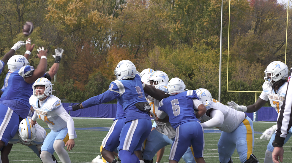 Jack Stoll blocked a field goal as time expired to preserve CCSU's win over visiting NEC foe LIU on Saturday. (Photo: CCSU Athletics)