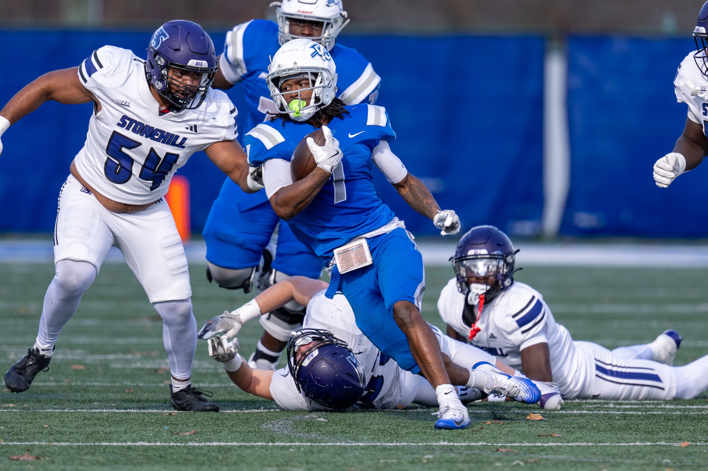 Elijah Howard had 217 all-purpose yards and two touchdowns in a win over Stonehill.