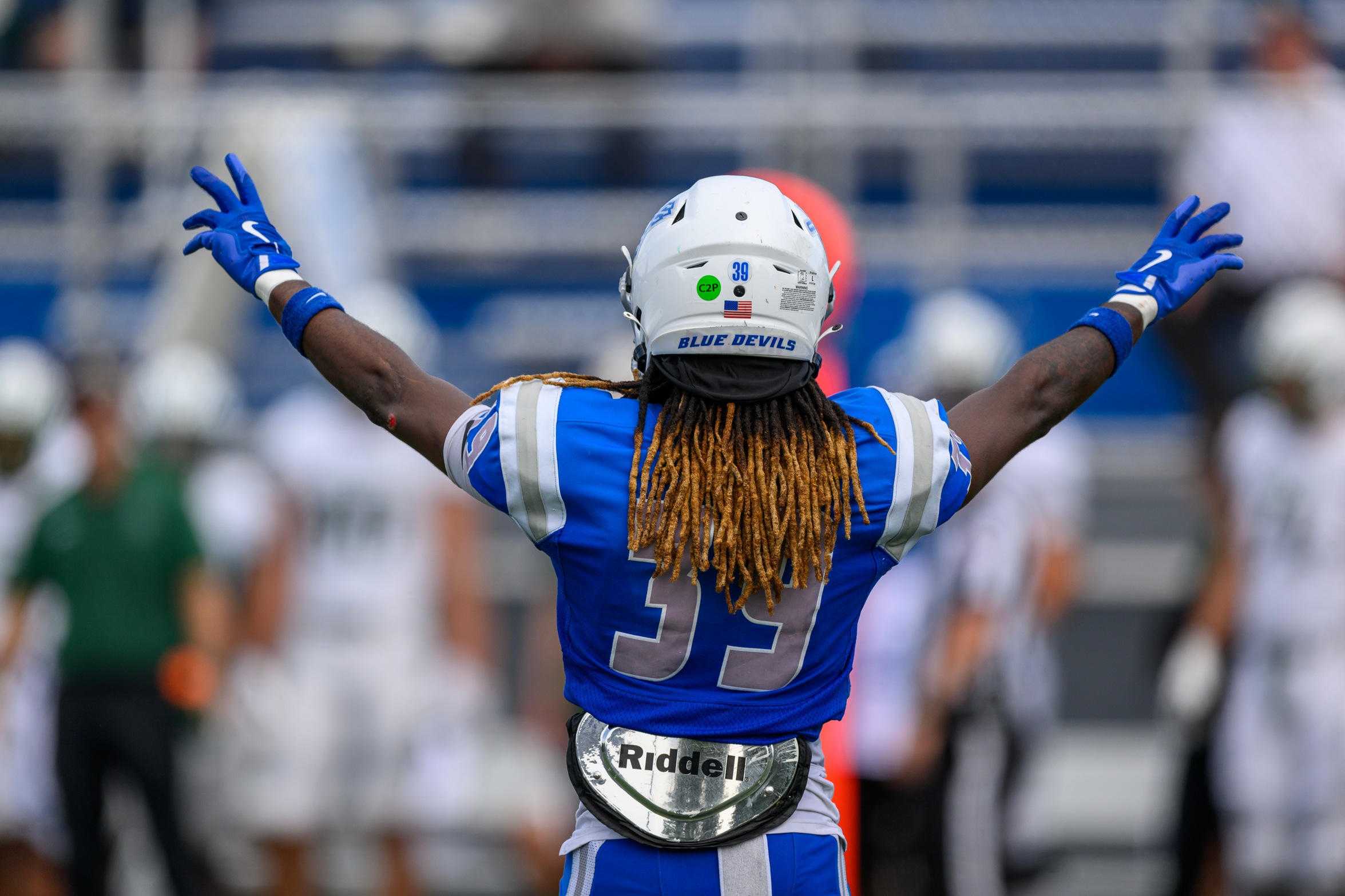Chris Jean intercepted a Wagner pass in the end zone with 2:40 remaining in regulation Saturday night to keep the game tied and allow CCSU to win in overtime. (Photo: Steve McLaughlin)