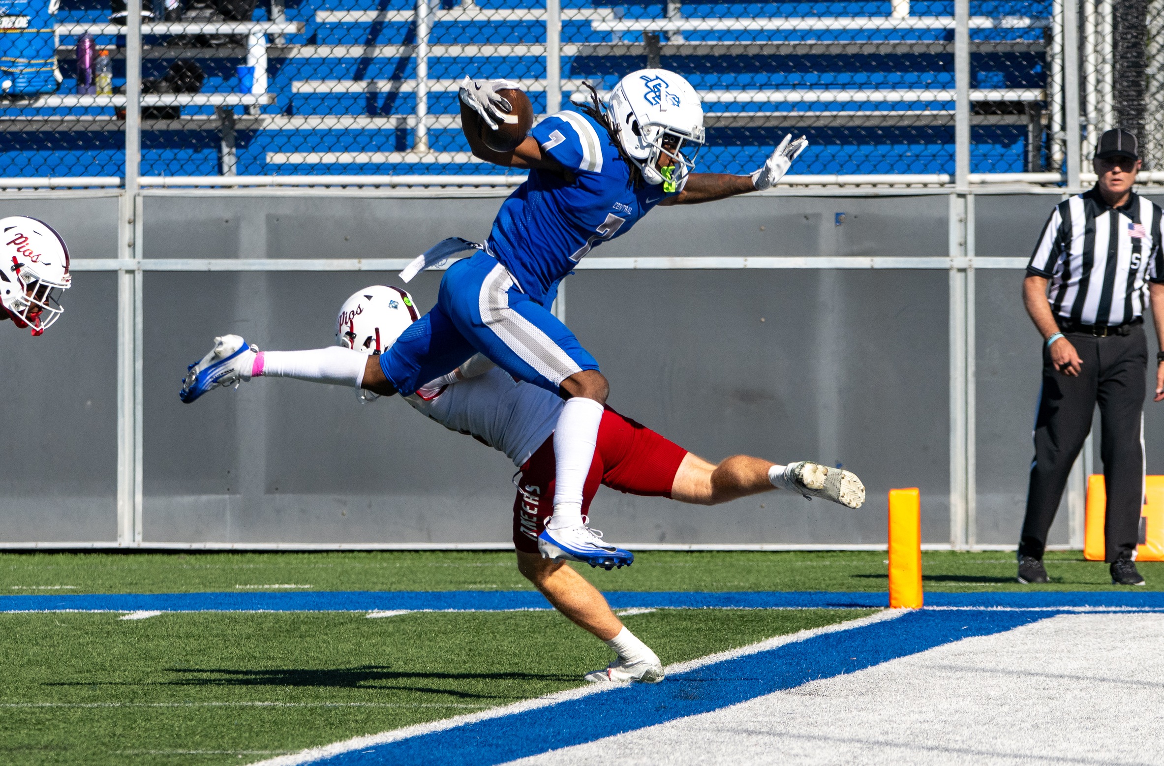 Brady Olson's fourth touchdown pass, to Elijah Howard, provided the CCSU football game an overtime victory over visiting SHU on Saturday. (Photo: John Bassett for Steve McLaughlin Photograph)