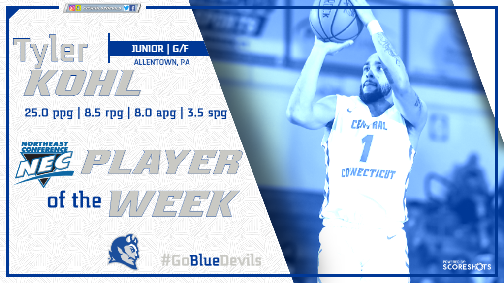 Tyler Kohl Earns NEC Men's Basketball Player of the Week