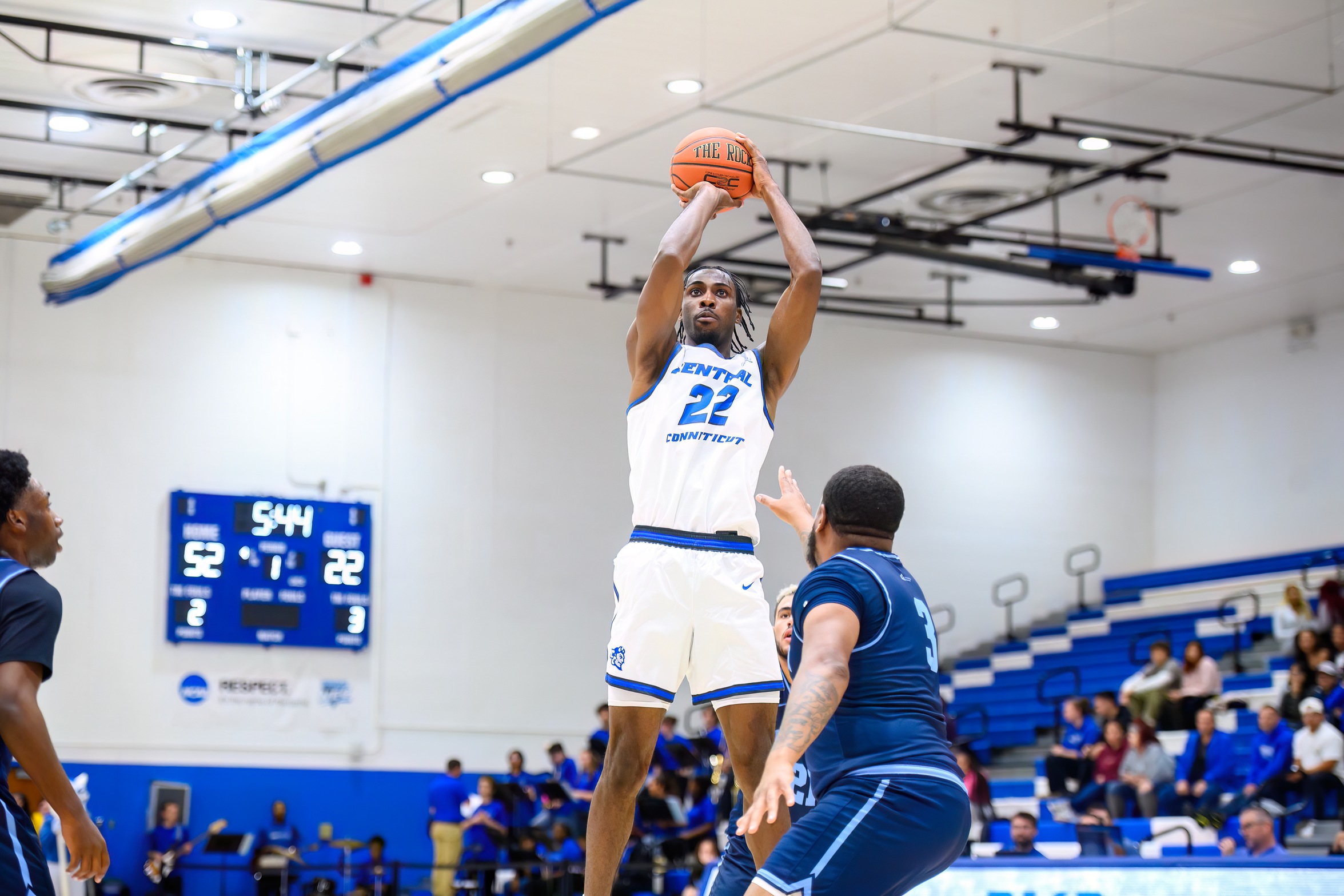 Daniel James had a personal-best 8 points and eight rebounds at Stonehill (Steve McLaughlin Photography)