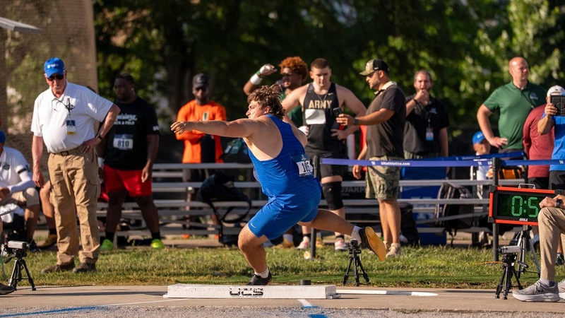 Greyson Golda made his NCAA Regional debut on Wednesday, throwing in the shot put. (Photo: Eamonn Ryan)