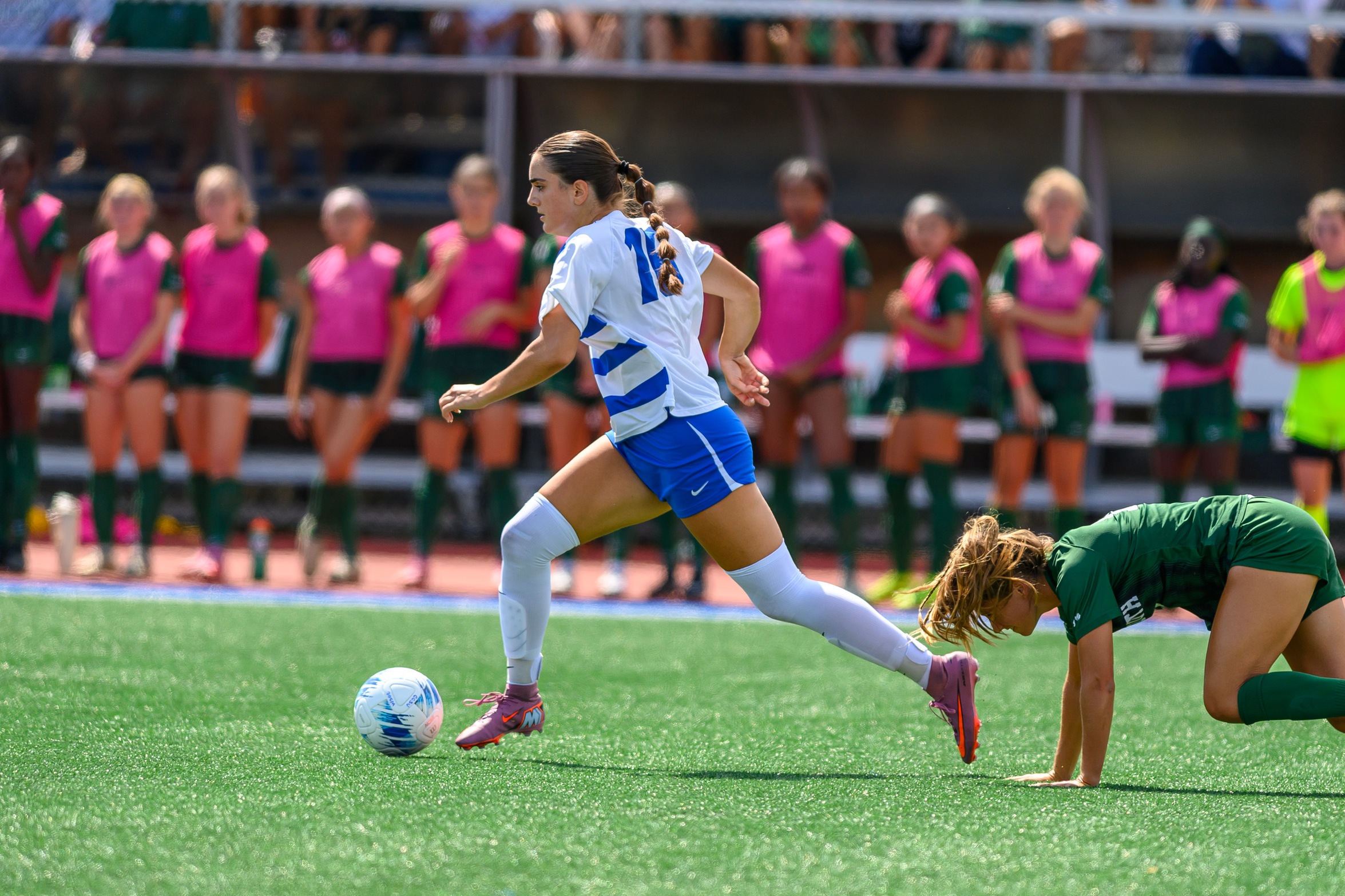 Emma Radoncic scored her first goal of the season, with five seconds remaining before halftime, to give the Blue Devils a 1-0 road NEC victory on Sunday at Saint Francis. (Photo: Steve McLaughlin)