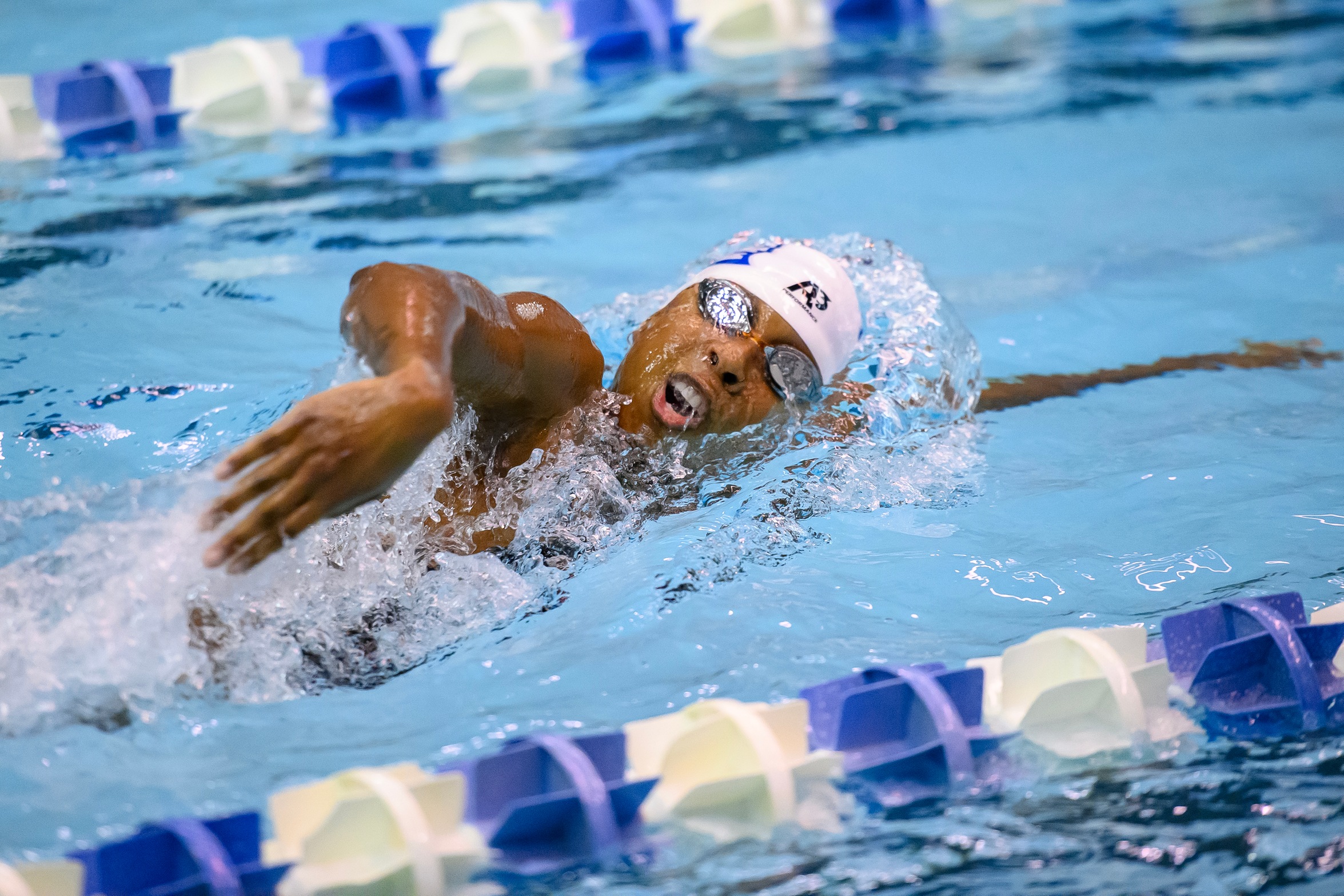 Shannon Welcome swimming in Sudyam Natatorium pool for CCSU Swimmiing and Diving