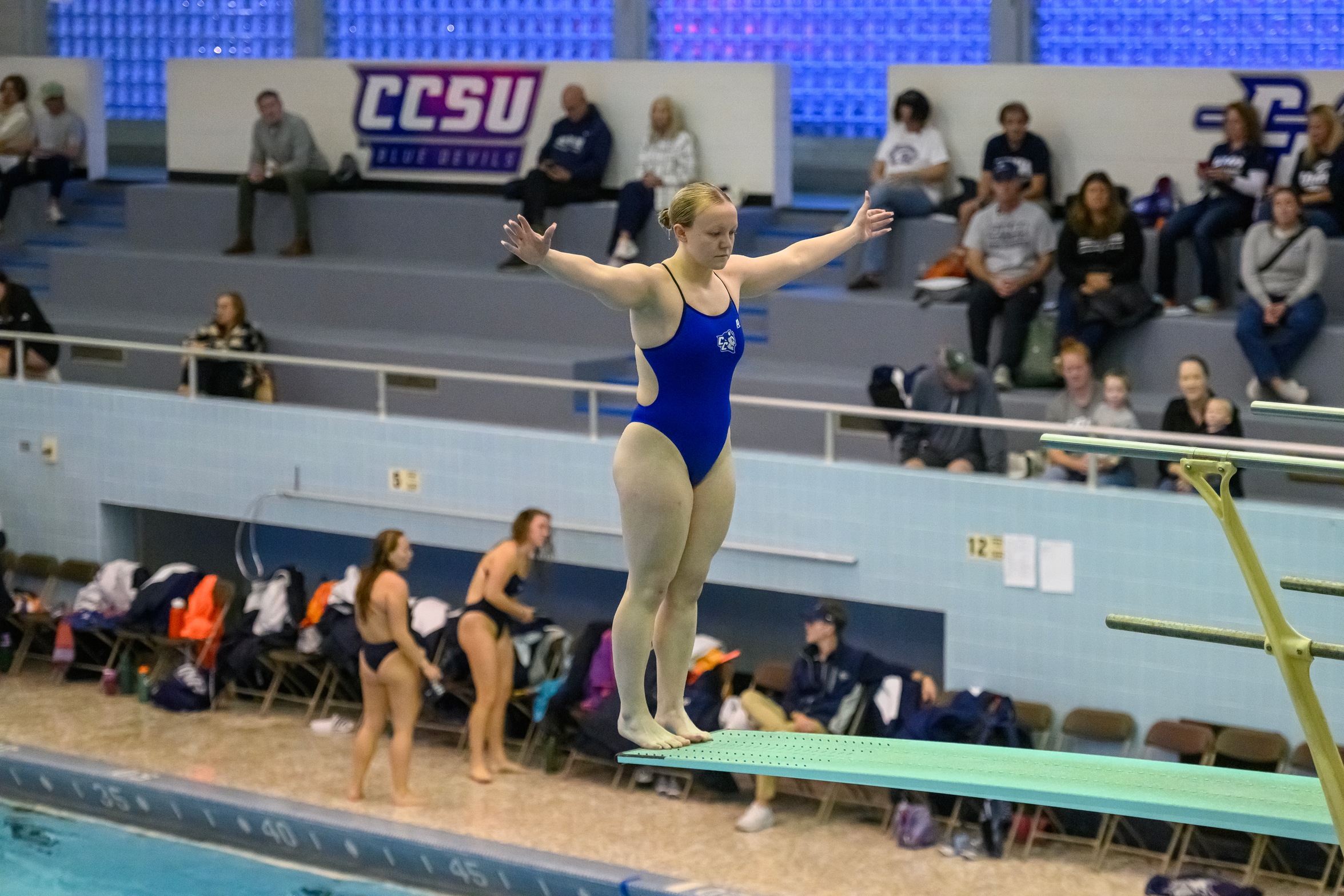 Jewelle Maziarz posted an NCAA Zone qualifying score on the 1-meter board, the second time in her career she has done so. (Photo: Steve McLaughlin)