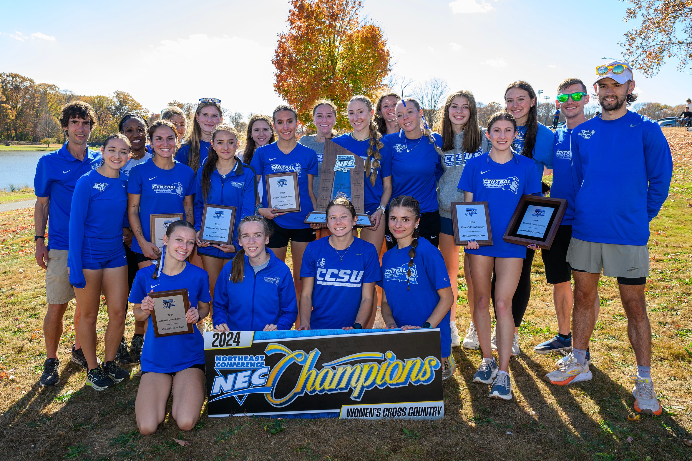 The CCSU women's cross country team reclaimed the NEC crown on Friday, winning for the sixth time in the past seven years. (Photo: Steve McLaughlin)